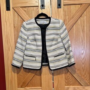 Kasper Beige and Black Striped Jacket